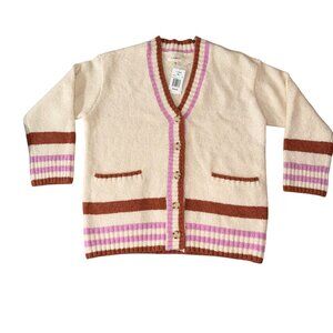 L*Space Delta Blooms Sweater Cardigan Cream Womens Size M/L